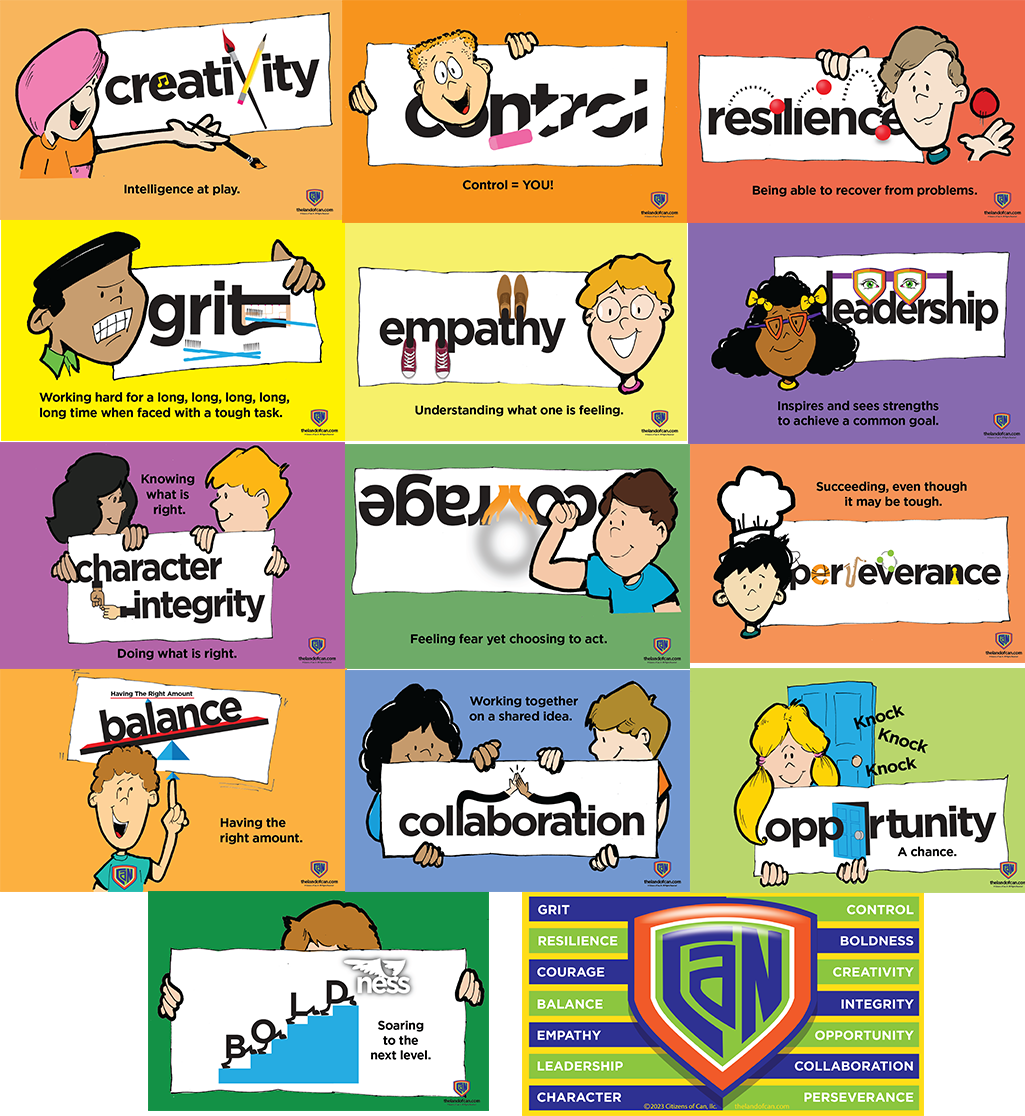 Words of Can 14-poster set with characters
